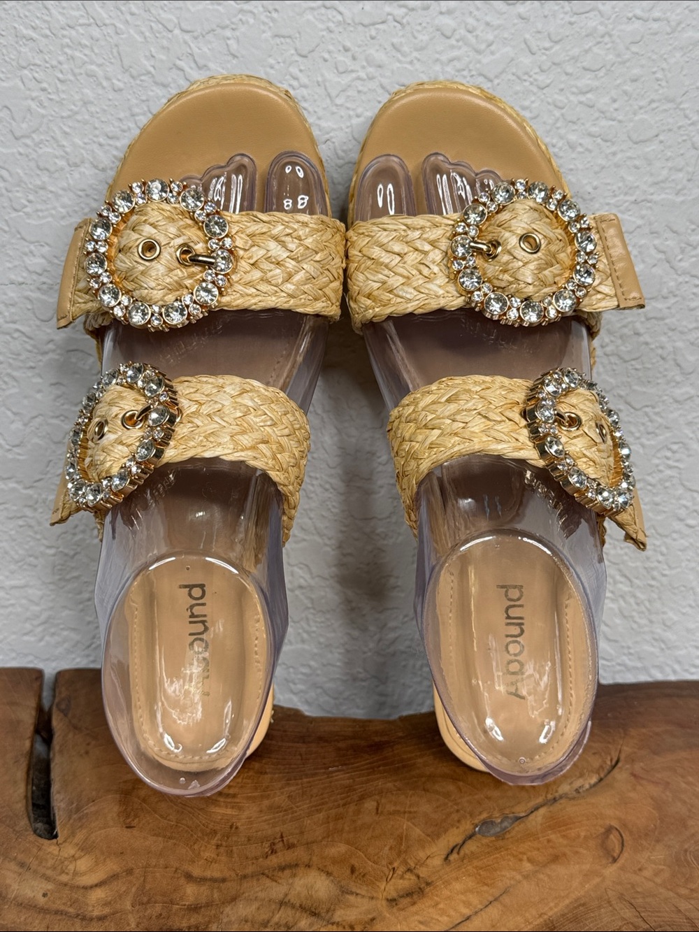 ABOUND RONDA RAFFIA PLATFORM
MULE SANDALS RHINESTONE BUCKLE NATURAL SIZE 6.5 - Picture 12 of 16